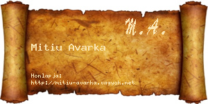 Mitiu Avarka névjegykártya